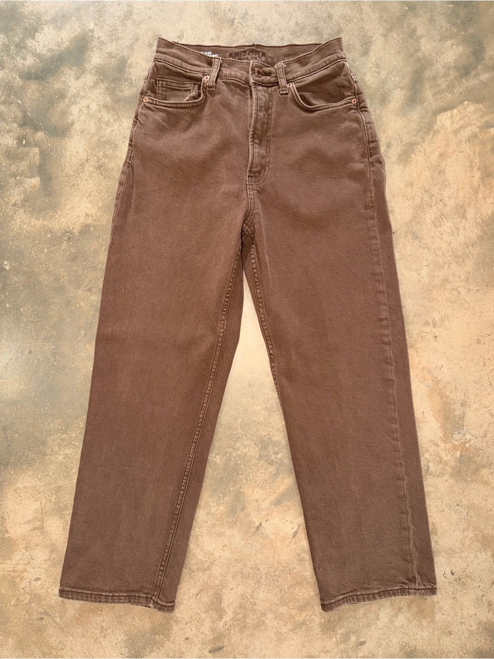 Arizona Jean Co Highest Rise Vintage Straight Brown Jeans Size 5